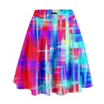 Red blue messy stripes                                                           High Waist Skirt