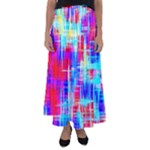 Red blue messy stripes                                                       Flared Maxi Skirt