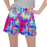 Red blue messy stripes                                                        Stretch Ripstop Shorts