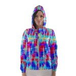 Red blue messy stripes                                                         Hooded Wind Breaker (Women)