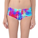 Red blue messy stripes                                                         Mid-Waist Bikini Bottoms