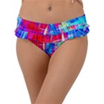 Red blue messy stripes                                                       Frill Bikini Bottom