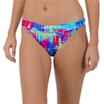 Red blue messy stripes                                                        Band Bikini Bottom