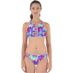 Red blue messy stripes                                                        Perfectly Cut Out Bikini Set