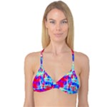 Red blue messy stripes                                                         Reversible Tri Bikini Top