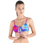 Red blue messy stripes                                                       Tie Up Cut Bikini Top