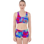 Red blue messy stripes                                                         Work It Out Sports Bra Set