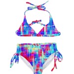 Red blue messy stripes                                                        Kids  Classic Bikini Set