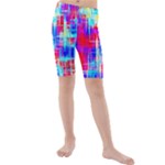 Red blue messy stripes                                                       Kids  Mid Length Swim Shorts