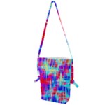 Red blue messy stripes                                                         Folding Shoulder Bag