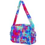 Red blue messy stripes                                                      Buckle Multifunction Bag