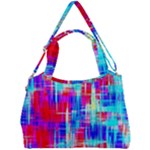 Red blue messy stripes                                                      Double Compartment Shoulder Bag