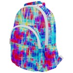 Red blue messy stripes                                                      Rounded Multi Pocket Backpack