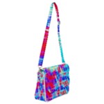 Red blue messy stripes                                                     Shoulder Bag with Back Zipper