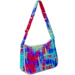 Red blue messy stripes                                                     Zip Up Shoulder Bag