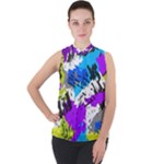 Shaky shapes                                                        Mock Neck Chiffon Sleeveless Top