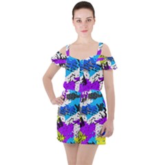 Ruffle Cut Out Chiffon Playsuit 