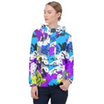 Shaky shapes                                                          Women Hooded Front Pocket Windbreaker