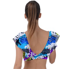 Plunge Frill Sleeve Bikini Top 