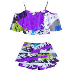 Kids  Off Shoulder Skirt Bikini 