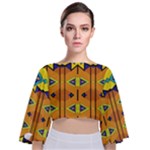 Tribal pattern                                                        Tie Back Butterfly Sleeve Chiffon Top