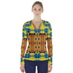 Tribal pattern                                                           V-Neck Long Sleeve Top