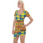 Tribal pattern                                                        Short Sleeve Asymmetric Mini Dress