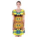 Tribal pattern                                                              Short Sleeve V-neck Flare Dress