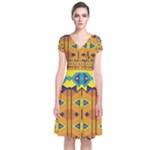 Tribal pattern                                                          Short Sleeve Front Wrap Dress