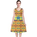 Tribal pattern                                                         V-Neck Midi Sleeveless Dress