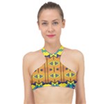 Tribal pattern                                                         High Neck Bikini Top