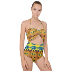 Scallop Top Cut Out Swimsuit 