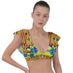 Tribal pattern                                                          Plunge Frill Sleeve Bikini Top