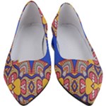 Yellow red shapes on a blue background                                                     Women s Block Heels