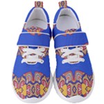 Yellow red shapes on a blue background                                                       Women s Velcro Strap Shoes