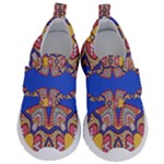 Yellow red shapes on a blue background                                                         Kids  Velcro Strap Shoes