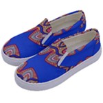 Yellow red shapes on a blue background                                                         Kids  Canvas Slip Ons