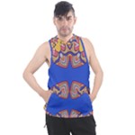 Yellow red shapes on a blue background                                                        Men s Sleeveless Hoodie