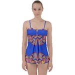 Yellow red shapes on a blue background                                                         Babydoll Tankini Set