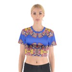 Yellow red shapes on a blue background                                                          Cotton Crop Top