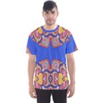 Yellow red shapes on a blue background                                                          Men s Sport Mesh Tee