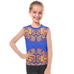 Yellow red shapes on a blue background                                                          Kids  Mesh Tank Top