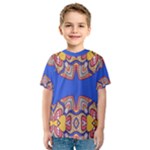 Yellow red shapes on a blue background                                                          Kid s Sport Mesh Tee