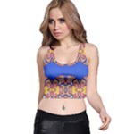 Yellow red shapes on a blue background                                                          Racer Back Crop Top