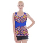 Yellow red shapes on a blue background                                                         Criss cross Back Tank Top