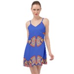 Yellow red shapes on a blue background                                                             Summer Time Chiffon Dress