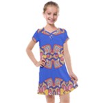 Yellow red shapes on a blue background                                                        Kids  Cross Web Dress