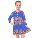 Yellow red shapes on a blue background                                                        Kids  Quarter Sleeve Shirt Dress