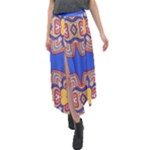 Yellow red shapes on a blue background                                                              Velour Split Maxi Skirt