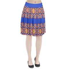 Yellow red shapes on a blue background                                                      Pleated Skirt from ArtsNow.com